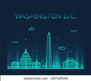 Washington D. C., USA. Trendy vector illustration, linear style