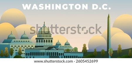Washington DC background flat illustration