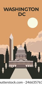 Washington DC background illustration for travel post card