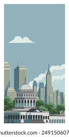 Washington DC background illustration for travel post card