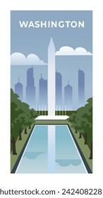 Washington DC background view flat illustration