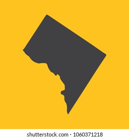 Washington D.C. black map,border on orange background. Vector illustration.