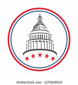 Washington DC Capital Building Vector Emblem