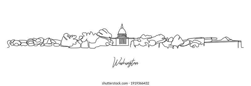 washington DC the capital city of the USA skyline - continuous one line drawing