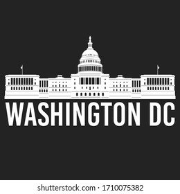 Washington Dc Capitol Hill Silhouette Building. Vector Illustration Icon.