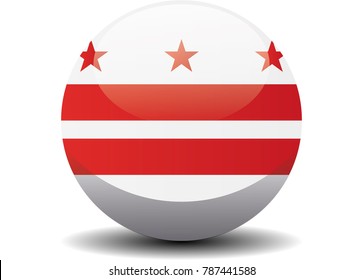 Washington DC Circle Button Flag Background Texture. Vector Illustration.
