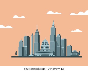 Washington DC city flat illustration background