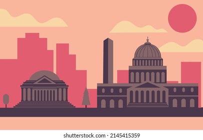 Washington dc city illustration flat 