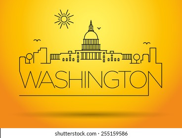 Washington D.C. City Line Silhouette Typographic Design