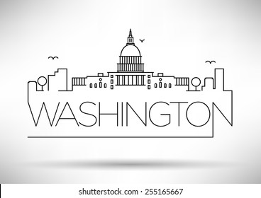 Washington D.C. City Line Silhouette Typographic Design