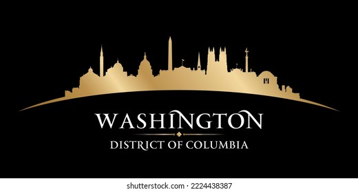 Washington DC city skyline silhouette. Vector illustratio