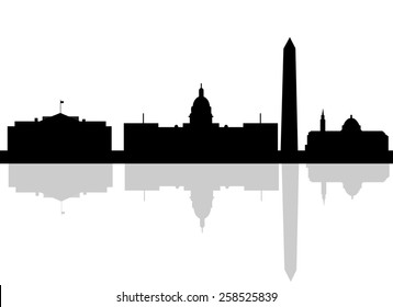 Washington DC City Skyline Silhouette. Vector Illustration