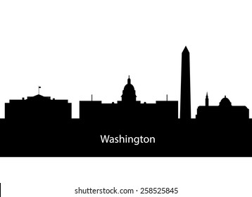 Washington DC City Skyline Silhouette. Vector Illustration