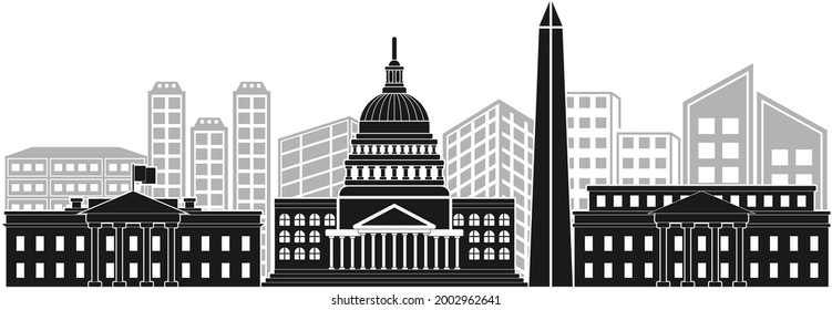 Washington DC cityscape vector illustrations silhouette