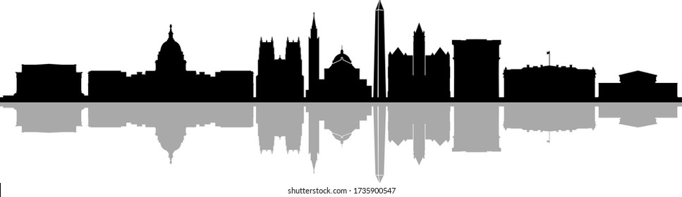 WASHINGTON D.C. Columbia City Skyline Silhouette Cityscape Vector