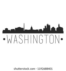 Washington DC Columbia Skyline Silhouette City Design Vector Famous Monuments