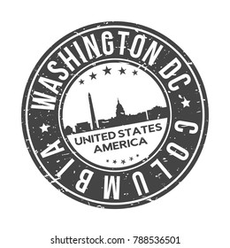 Washington DC Columbia USA Stamp. Logo Icon Symbol Design Skyline City.