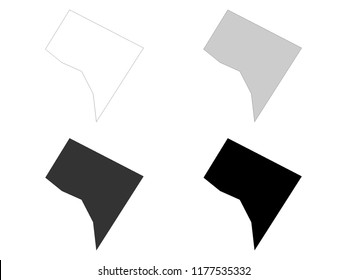 Washington DC County Map (Gray, Black, White)