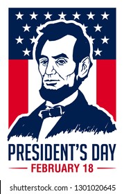 Washington DC., February 18, 2019: Abraham Abe Lincoln. the 16th president of the United States. Hand Drawn Potrait Vector.