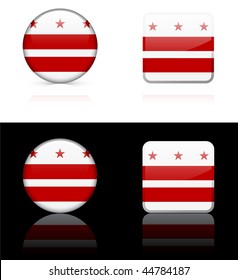 Washington DC Flag Icon On Internet Button Original Vector Illustration AI8 Compatible