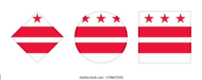 washington d.c. flag icon set isolated on white background
