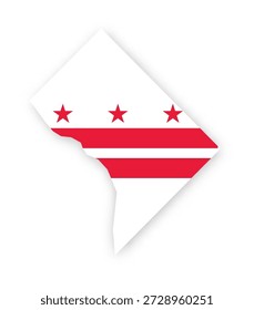 Cartaz da bandeira de Washington DC. EUA capital orgulho parede decoração arte. Arte digital imprimível patriótica. Ilustração vetorial detalhada