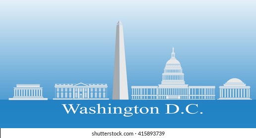 Washington DC iconic buildings, Washington DC, USA. Vector illustration.