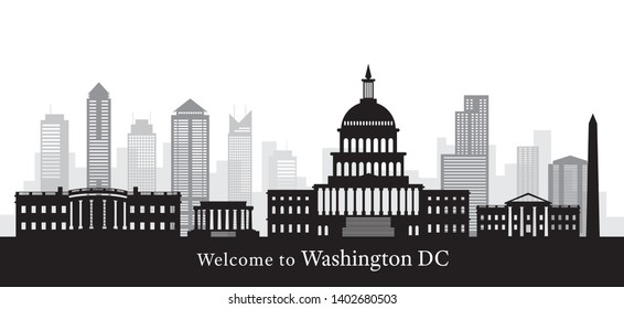 Washington DC, Landmarks, in Black and White, Capitol Dome, White House, Travel and Tourist Attraction