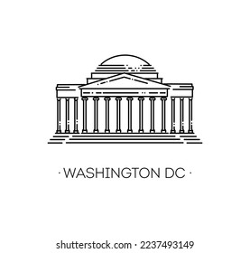 Washington DC, Line Art Vector illustration. Thomas Jefferson Memorial