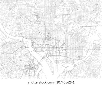 Washington D.C. map, is the capital of the United States of America. Streets of the capital, satellite view. District of Columbia