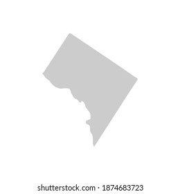 Washington DC Map District Columbia  Map Gray Color. Geographic Isolated Gray Vector Country Border Map Of Washington DC. Vector Illustration