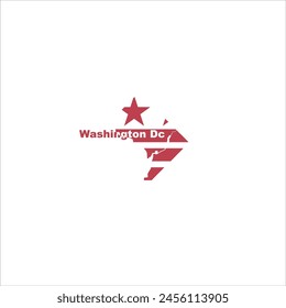 Washington DC map and flag color design on white background