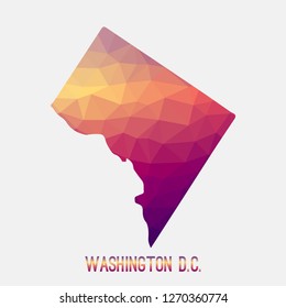 Washington D.C. map in geometric polygonal,mosaic style.Abstract tessellation,modern design background,low poly. Geometric cover, mockup. Vector illustration.