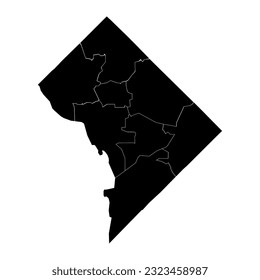 Washington DC map with neighborhoods. Vector illustration.