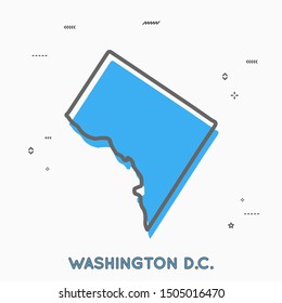 Washington D.C. map in thin line style with small geometric figures. Vector illustration modern concept