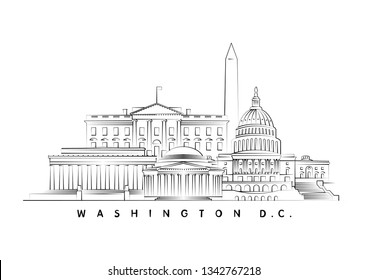 Washington DC minimal vector illustration and typography design 