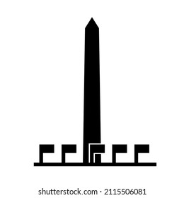 Washington DC - Washington Monument. Famous American landmark icon in line and glyph style. Vector