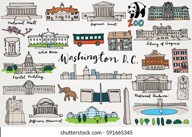 Washington DC Monuments & Sights Clipart Set