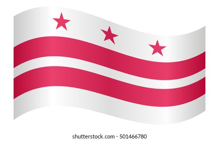 Washington, D.C. official flag, symbol. American patriotic element. USA banner. United States of America background. Flag of the District of Columbia waving on white background, vector