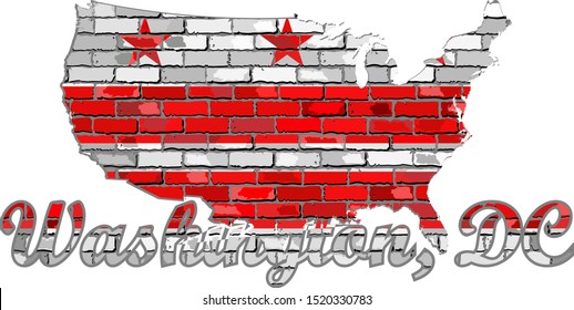 Washington, D.C. on a brick wall - Illustration,
Font with the Washington, D.C. flag