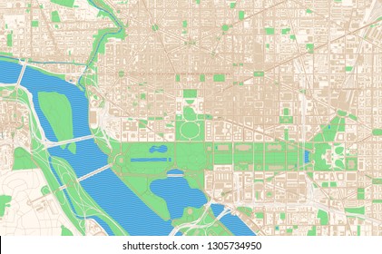 Street Map Of Washington Dc Washington Dc Printable Map Excerpt This Stock Vector (Royalty Free)  1305734950