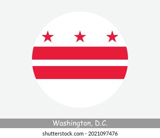 Washington DC Round Circle Flag. District of Columbia USA Capital City Circular Button Banner Icon. Washington, D.C. United States of America Official Flag. Federal District EPS Vector