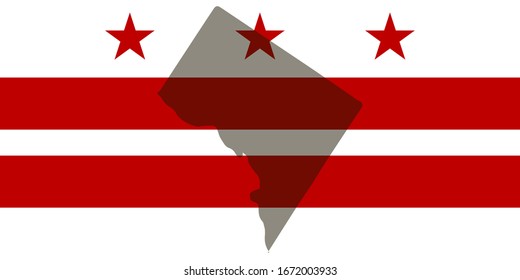 Washington D.C. silhouette on state flag background