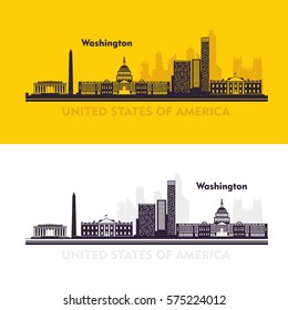 Washington DC Skyline Design. Landmarks silhouette