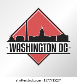 Washington DC Skyline Logo. Adventure Landscape Design. Vector Illustration Cut File.