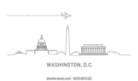 Washington DC Skyline com Minimal, e Avião.