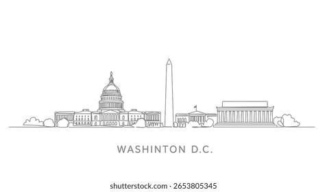 Linha do horizonte de Washington DC Arte minimalista em contorno.