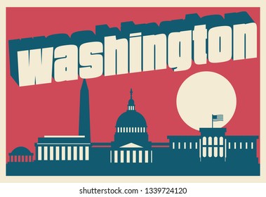 Washington DC skyline postcard