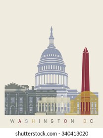 Washington DC Skyline Poster In Editable Vector File