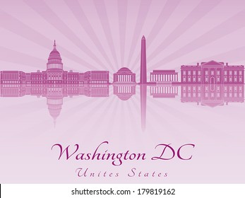 Washington DC skyline in purple radiant orchid in editable vector file